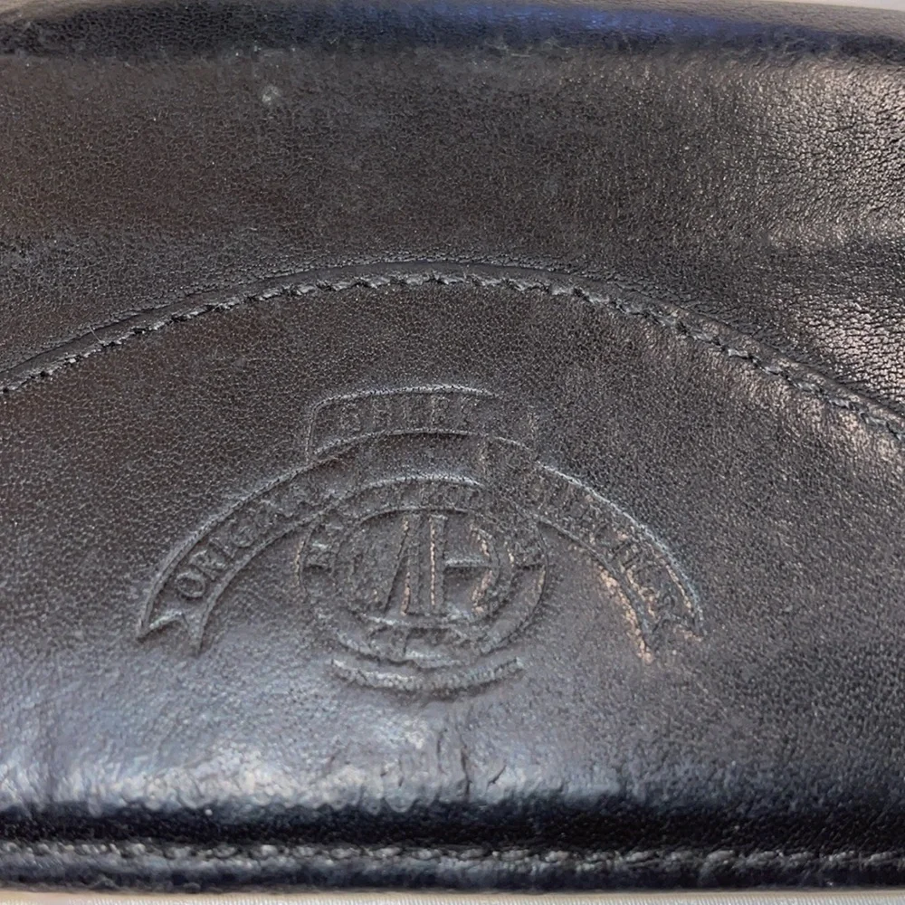 Ghurka vintage black leather unisex card holder with 2 pockets. YY